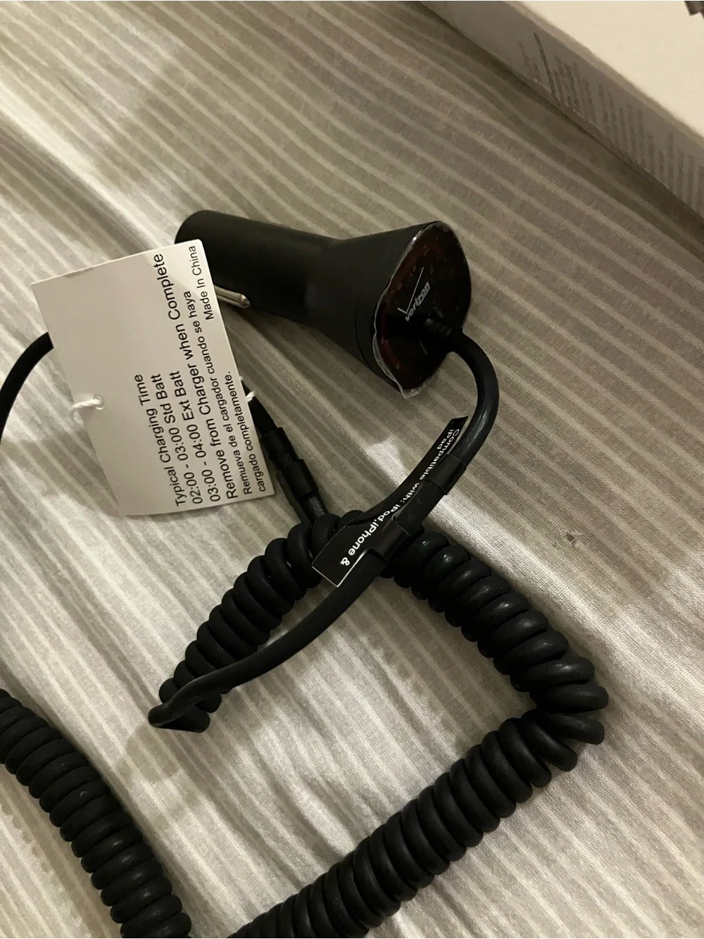 Verizon Black Vehicle Car Charger with 9 ft Coiled Cable